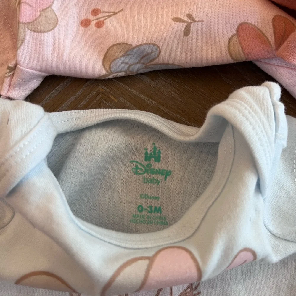 Disney Baby Pink and White Onesies 3 Pack